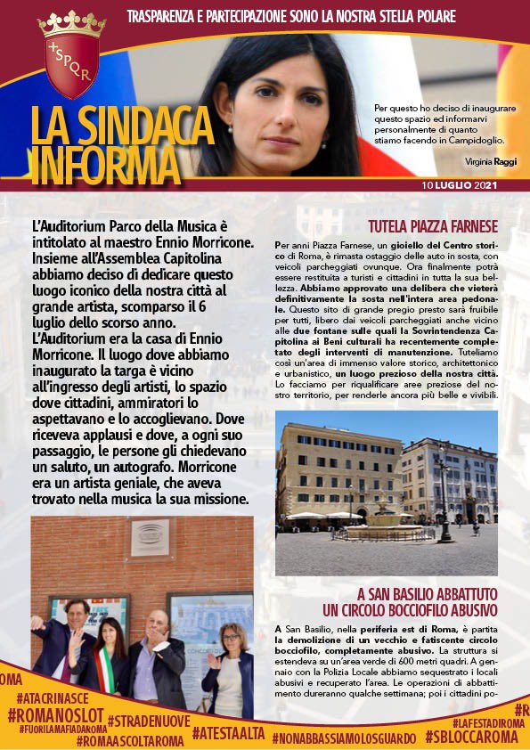 virginiaraggi's tweet photo. #LaSindacaInforma numero 202 la trovi qui: https://t.co/0jfLLn1hOl https://t.co/O8hX6hWFYE