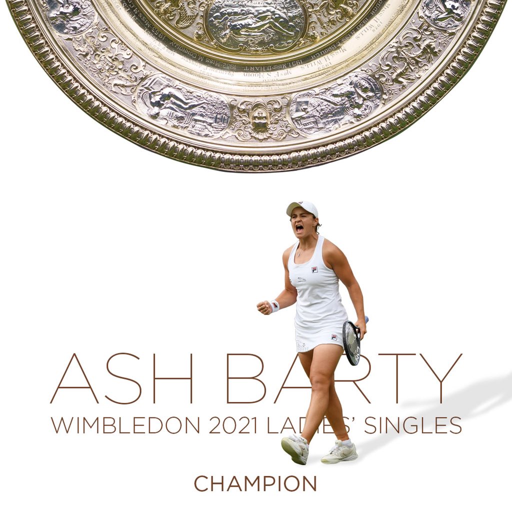 Congratulations, Ash Barty, the 2021 Wimbledon ladies’ singles champion. 

Yet again, you’ve done us proud 💚 💛
 
#GoAussies #GoAsh #AceItAsh #Wimbedon