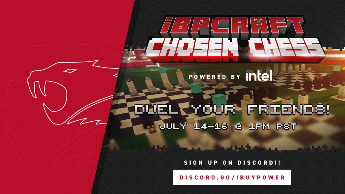 iBUYPOWER's tweet photo. Are you the Chosen One? 👑
Sign-ups are open for our @Minecraft speed chess tourney happening July 14-16 in #ibpcraft powered by @IntelGaming! 💎⛏️
Find out more: https://t.co/pW11Es3BtC https://t.co/jveolmpZ8G