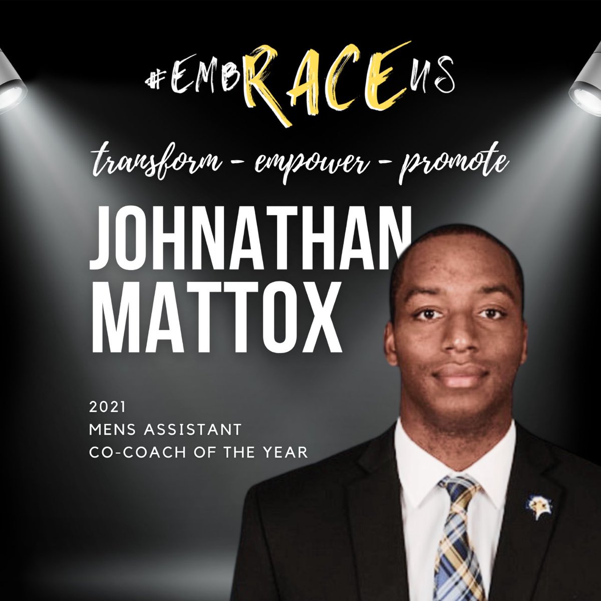 embRACEus1's tweet photo. Congrats to @CoachJonny_B our EmbRACEus 2021 Men’s Assistant Co-COY! #TransformEmpowerPromote https://t.co/nD4vFIXtR1