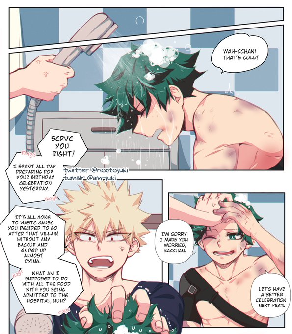 #bkdk #ktdk 
4 days till Izuku's Day!

Kacchan, putting a cold pack on his head: "why do I put up with Deku?" 