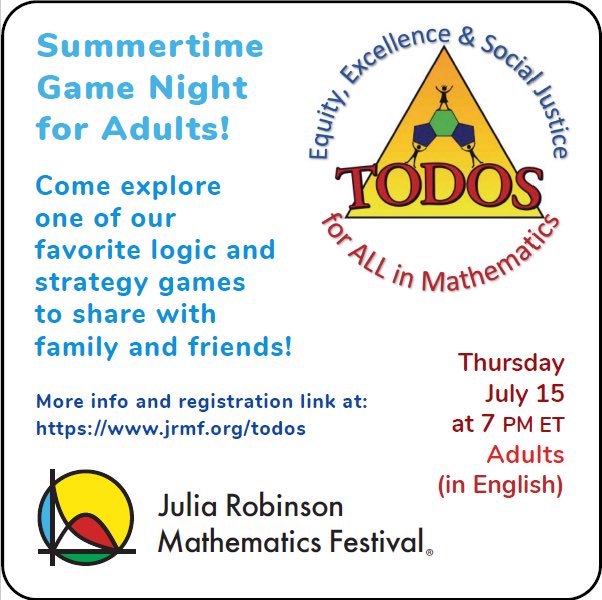 movedtoblusky's tweet image. @theJRMF and #TODOSmath 🙌🏼 Register to join us on July 15th jrmf.org/todos 🎲 🧮 👩🏽‍🏫 ✏️