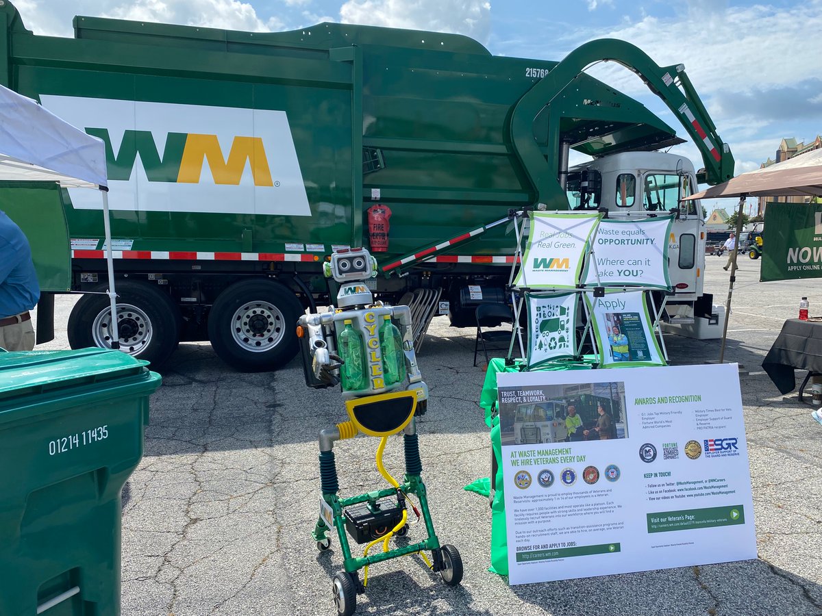 marlakprince's tweet photo. Need a job? Waste Management is hiring qualified candidates to work with our team of industry leading performers! Learn more today by stopping by NASCAR’s Atlanta Motor Speedway’s “Fan Zone.” Recruiters will be on hand as well as WM’s famous Recycling Robot “Cycler!” https://t.co/N929iUEz0B