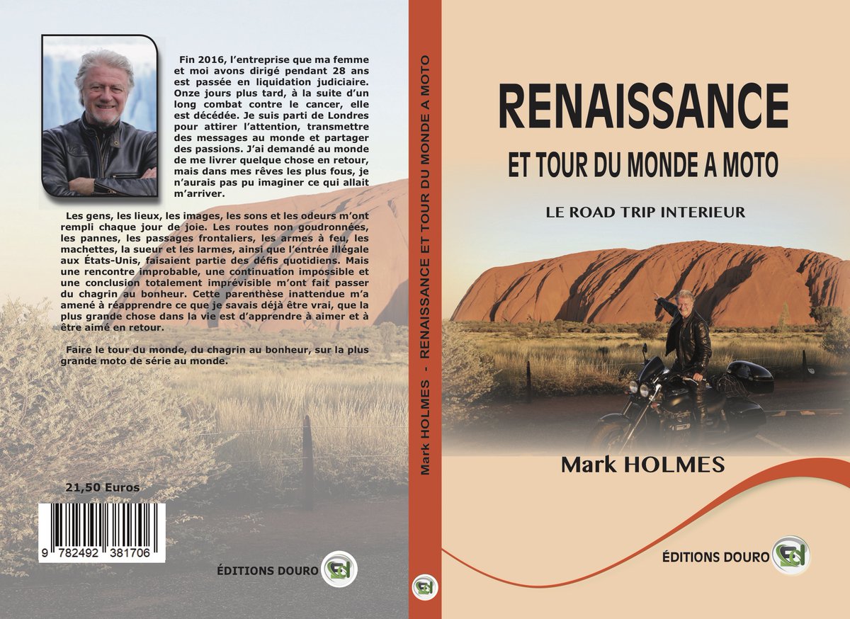 Un grand merci à mon éditeur, les Editions Douro, qui ont mis mon livre en vente dans les plus grandes librairies en ligne de France.
Renassaince, et tour du monde à moto....... en français bien sûr.
L'histoire étonnante de mon tour du monde à moto sur une Triumph Rocket X.