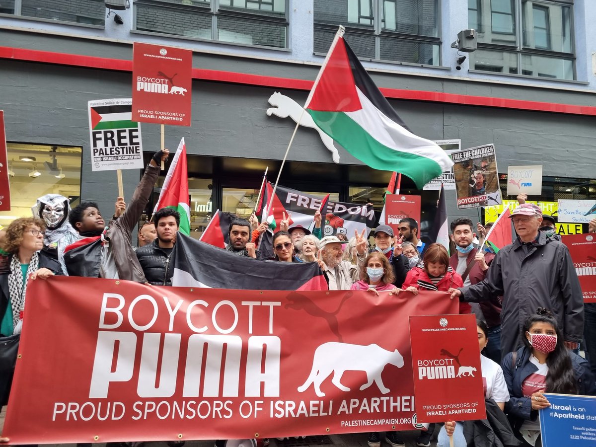 Good support, today, for our protest against Puma's sponsorship of Israeli apartheid.