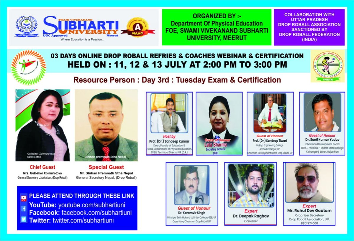 DropUttar's tweet photo. 3 days online training sessions for 
DROP ROBALL raffrees &amp; coaches wabinar
#droproball #drfi #WDRF
#droproballuttarpradesh 
@DropRoballdrfi
@subhartiofficia https://t.co/JF5uFrC1U5