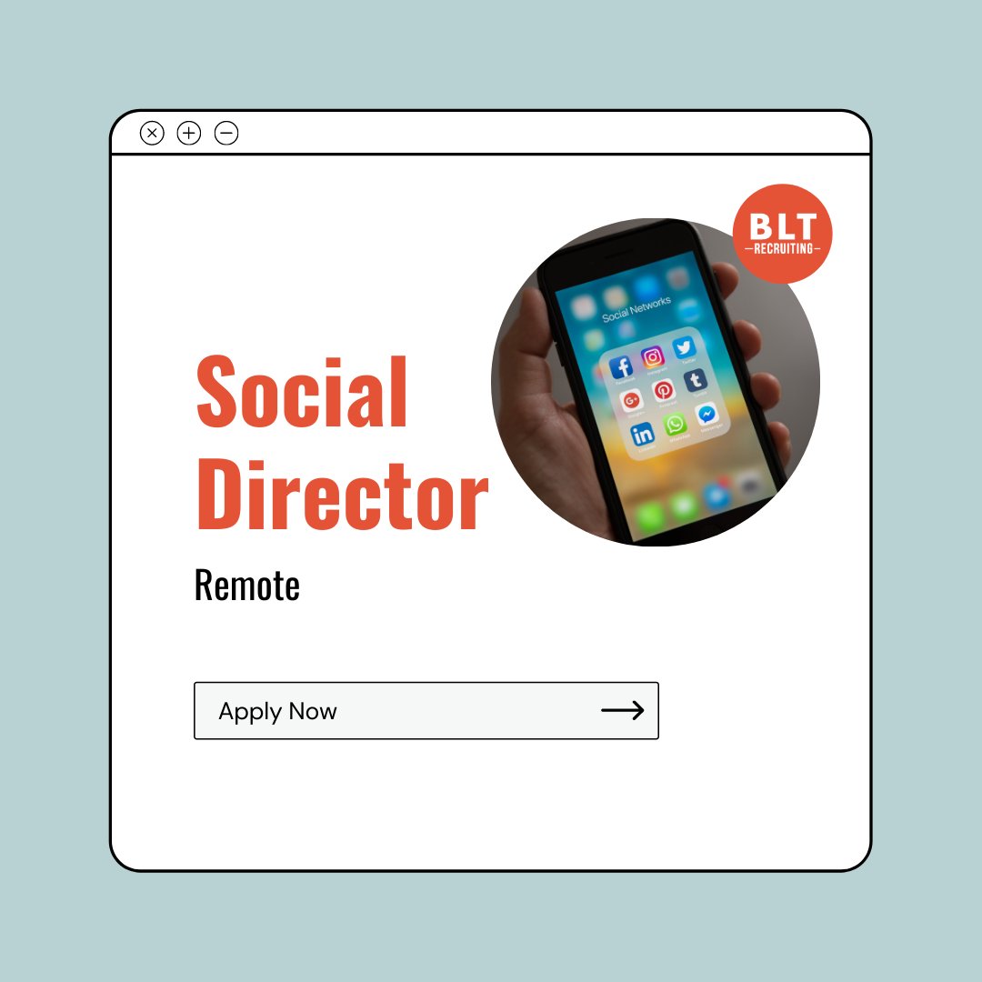 BLT_Recruiting's tweet photo. BLT is looking for a #SocialDirector - a motivated, hands-on #socialmedia leader who can concept, implement, and manage social strategy and engagement across this award-winning agency's brand portfolio. #BLTJobAlert #BLTJobs #SocialMediaJobs Apply: https://t.co/EGxOAQDMgz https://t.co/ylg1R8dnw6