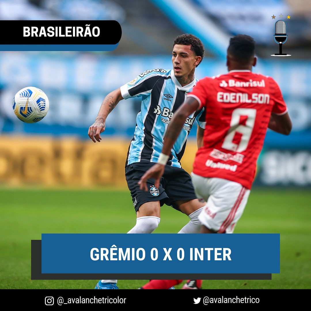 avalanchetrico's tweet photo. Na estreia de Felipão como técnico, Grêmio empata com o Internacional e segue na lanterna do Campeonato Brasileiro. Tricolor agora soma três pontos na competição e segue sem vitórias.

📸 Lucas Uebel / Grêmio

#AvalancheTricolor #Brasileirão2021 #GRExINT #GreNal433 https://t.co/rh9GCW1Ir2