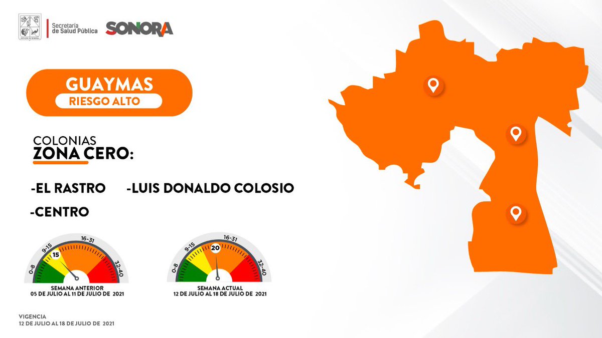 Actualización del Mapa Anticipa, ¡no bajes la guardia! 

• Vigencia del 12 de julio al 18 de julio del 2021 • 

#SaludSonora #AnticipaSonora