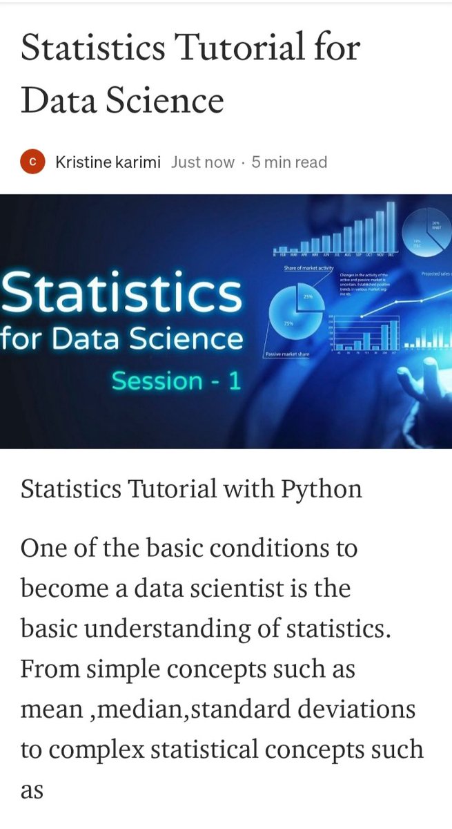 karimi_kristine's tweet image. Want to master stastistics for data science?
This article if for you!
#datascientist,#machinelearningexperts