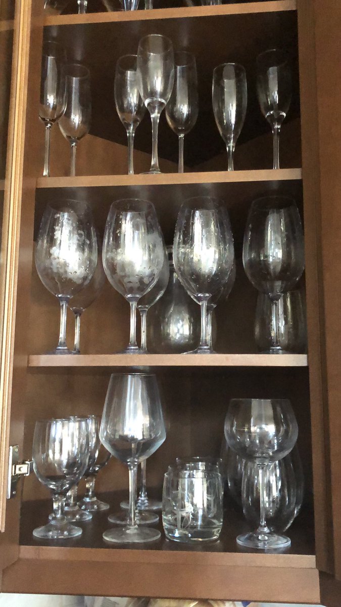 WildWomanhood's tweet photo. Can you believe the middle row of wine glasses are plastic? I have been looking for glass-like plastic for wine in the back yard... someone was giving these away for free in the neighbourhood 😀 < me right now!! https://t.co/FuXLX76eEh