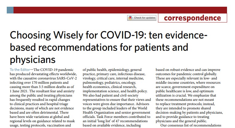 ivmaroto_nacho's tweet photo. "Elegir sabiamente: 10 recomendaciones para pacientes y clínicos basadas en la evidencia para la #COVID19" 
https://t.co/gPf6VIEdVf
#ChoosingWisely
cc @manyez @gesclinvarela @drmiguelmarcos https://t.co/AqidbIM35N