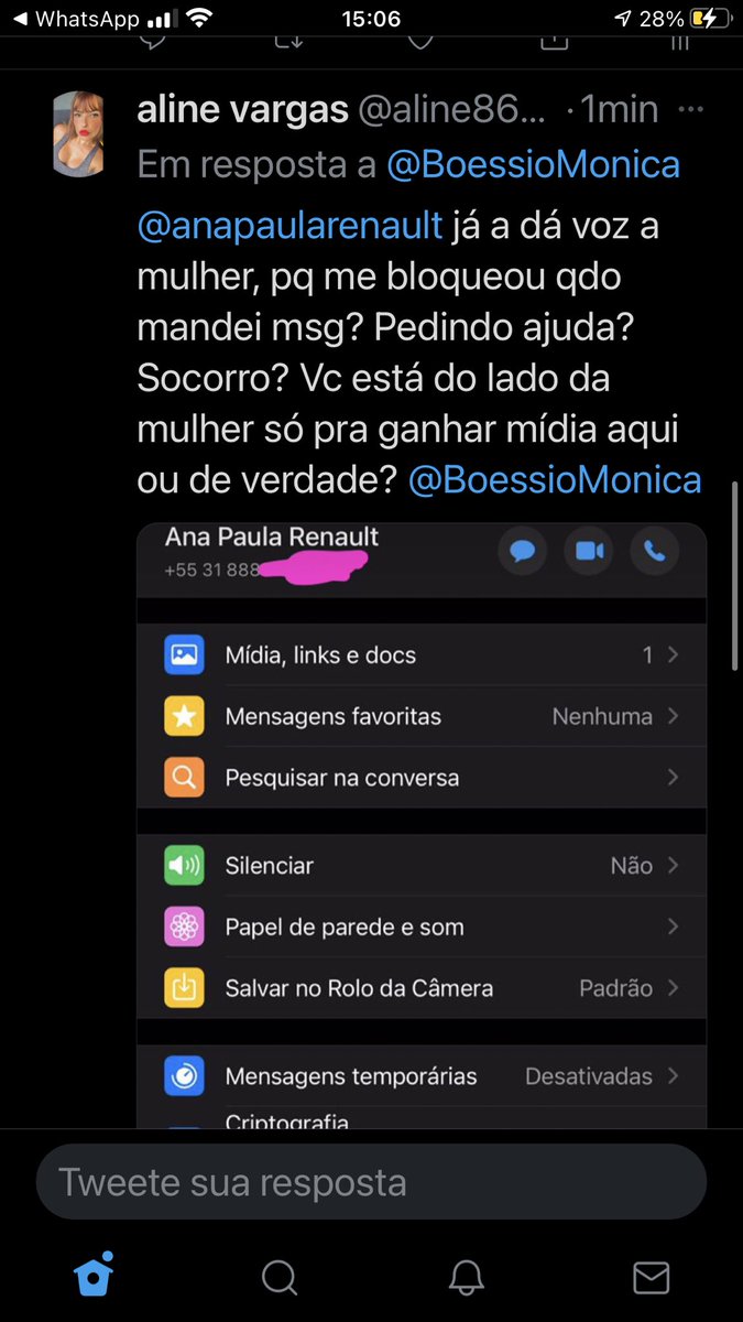 aline86702138's tweet photo. @pfofocalizando @anapaularenault já a dá voz a mulher, pq me bloqueou qdo mandei msg? Pedindo ajuda? Socorro? Vc está do lado da mulher só pra ganhar mídia aqui ou de verdade? @pfofocalizando https://t.co/os17elil9o