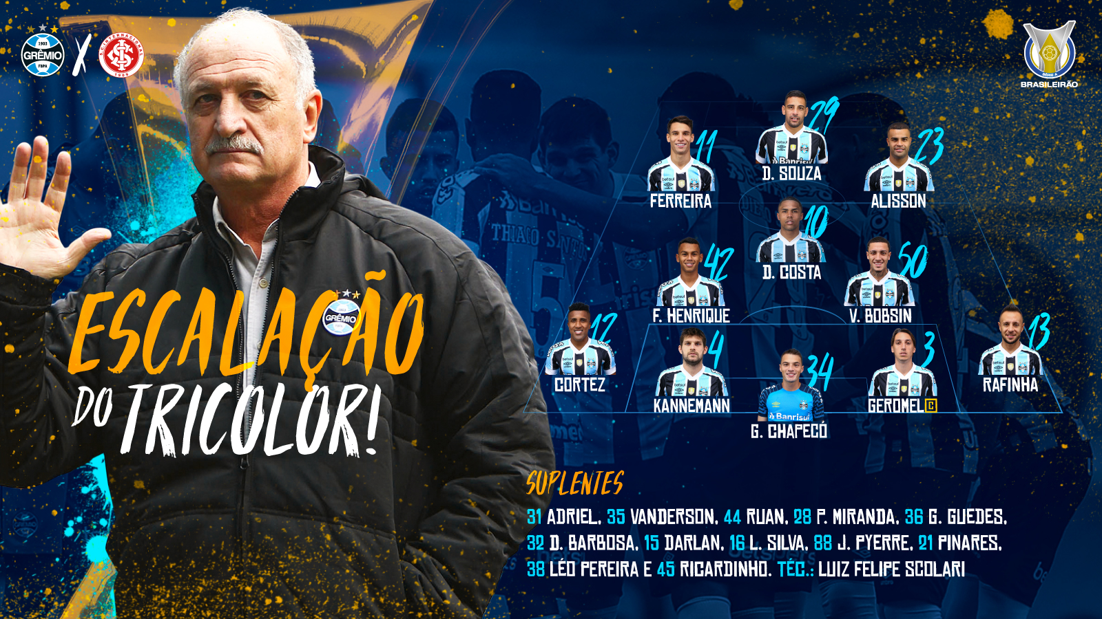 Grêmio FBPA - 📋ESCALAÇÃO DO TRICOLOR! 🇪🇪 #GRExYPI
