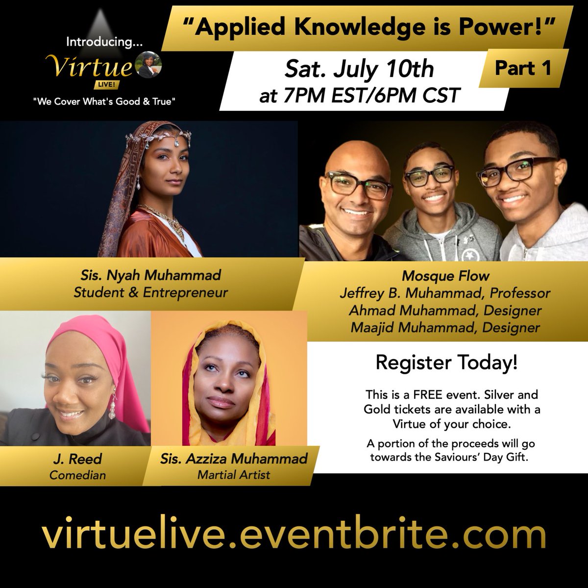 MosqueFlow's tweet image. We’re so excited to participate in tonight’s Virtue Magazine #VirtueLive event “Applied Knowledge is Power” with these amazing special guests! See you there! 

Here’s the @virtuetoday link! VirtueLive.eventbrite.com