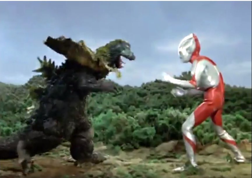 netbear's tweet image. Ultraman vs #Godzilla?? It did kinda happen when they reused the big guy and added a hood as monster Jirahs. Happy #Ultraman day! #UltramanDay