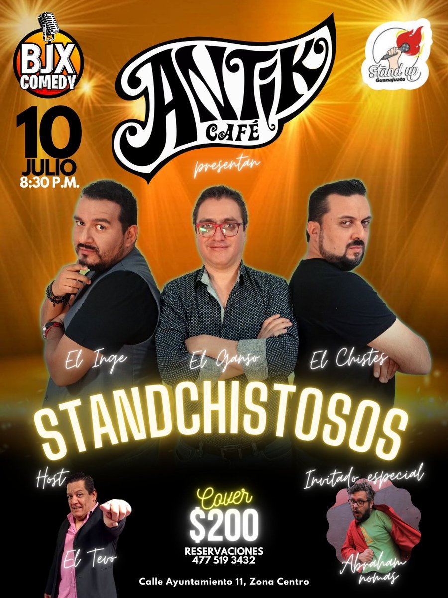 Nos vemos hoy en <a href="/antikcafe/">antikafe</a> en #Guanajuato capital, carnita asada, cheves y muy buena comedia, allá nos vemos.