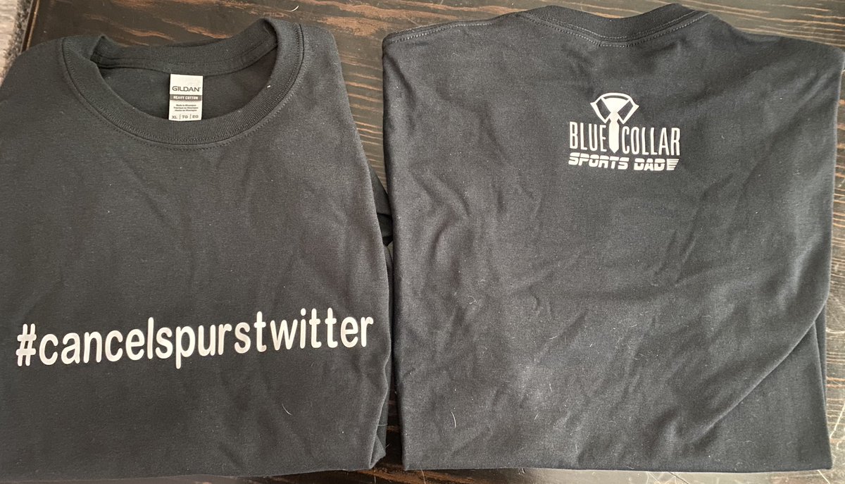 BCSportsDad's tweet photo. New Shirts…..simple and to the point….#cancelspurstwitter I’m sure some will ASSume I’m not a fan…But let’s say I’m not a fan of the Twitter peeps who can’t hear both sides. https://t.co/5xQWmx3l1e