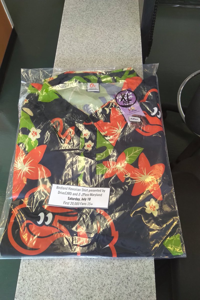 StanTheFan's tweet photo. If you aren't at Camden Yards for the 4:05 game today versus the White Sox, I guess you just don't get the latest Birdland give-away- the 2021 O's Hawaiian Shirt. Only given to first 20,000 fans 15 or older. #WardrobeEnhancer. https://t.co/I5xUnxqOoz