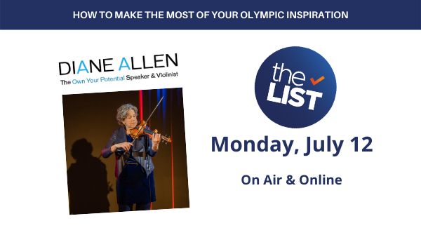 DianeASpeaker's tweet photo. Monday’s the day! My TV news segment on how to make your Olympic inspiration a mainstay in your life, will be on air and online. @thelistshowtv #thelisttv #olympics #olympic #olympicgames #spectators #spectatorlife #inspiration #inspirationdaily #flowstate #peakperformance https://t.co/xjDAbJyqnH