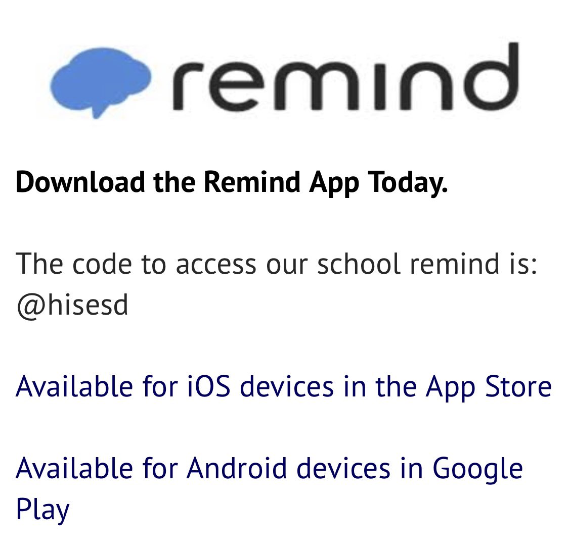HawkParents's tweet photo. Don’t miss any messages from our Principal or your students teachers. Download REMIND on your phone and register to stay in touch with HIS.#heritageintermediateschool #heritagehawksptsa #hawkinfo #stayinginformed https://t.co/ONPA3fDBCP