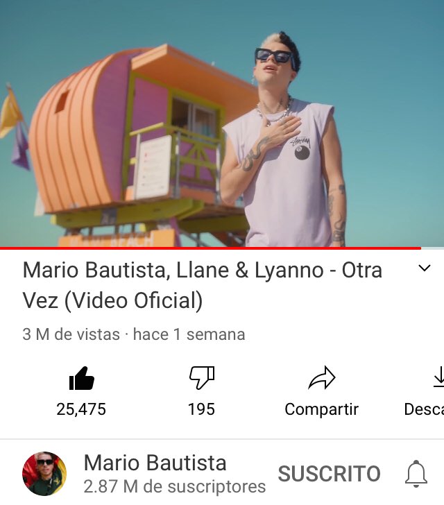 MB_Vzla's tweet photo. “Otra vez” llegó de los 3 millones de vistas en YouTube @mariobautista_ 🔥 . https://t.co/OuyE05uGdB