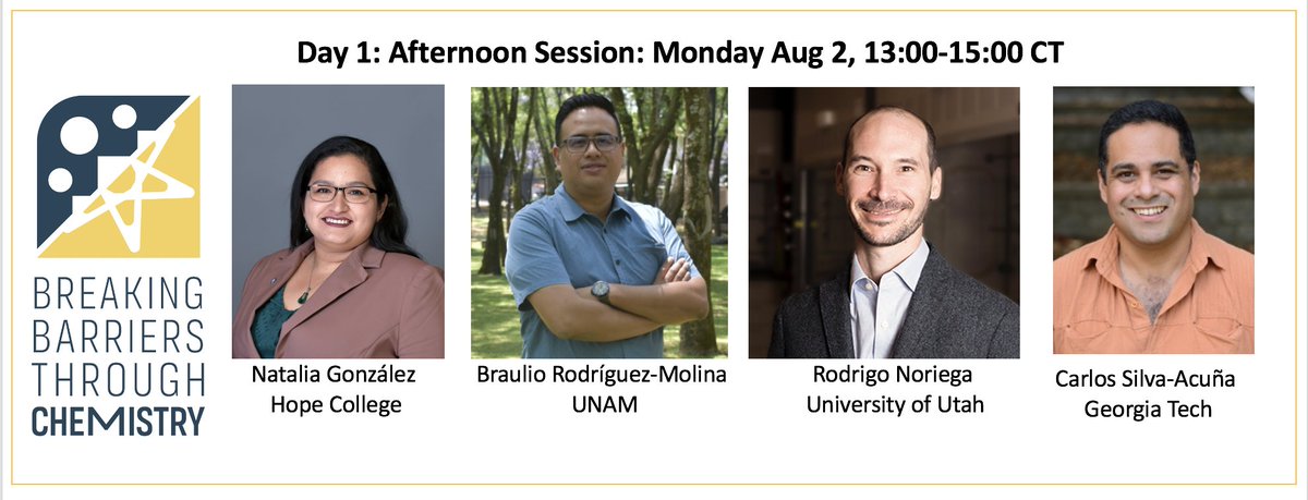 Breaking Barriers Through Chemistry (@bbtchem) on Twitter photo Day one, will continue with more exciting talks from Prof. González <a href="/NanoGoch/">Dr. Natalia I. Gonzalez-Pech</a>, Prof. Rodríguez-Molina <a href="/MolinaGroup/">Rodríguez-Molina group</a>, Prof. Noriega <a href="/noriega_lab/">Rodrigo Noriega</a>, and Prof. Silva-Acuña @CSilvaAcuna in the areas of materials chemistry and spectroscopy!
Register ASAP!
forms.gle/ZXLr3QuUvexC1D… Day one, will continue with more exciting talks from Prof. González <a href="/NanoGoch/">Dr. Natalia I. Gonzalez-Pech</a>, Prof. Rodríguez-Molina <a href="/MolinaGroup/">Rodríguez-Molina group</a>, Prof. Noriega <a href="/noriega_lab/">Rodrigo Noriega</a>, and Prof. Silva-Acuña @CSilvaAcuna in the areas of materials chemistry and spectroscopy!
Register ASAP!
forms.gle/ZXLr3QuUvexC1D…
