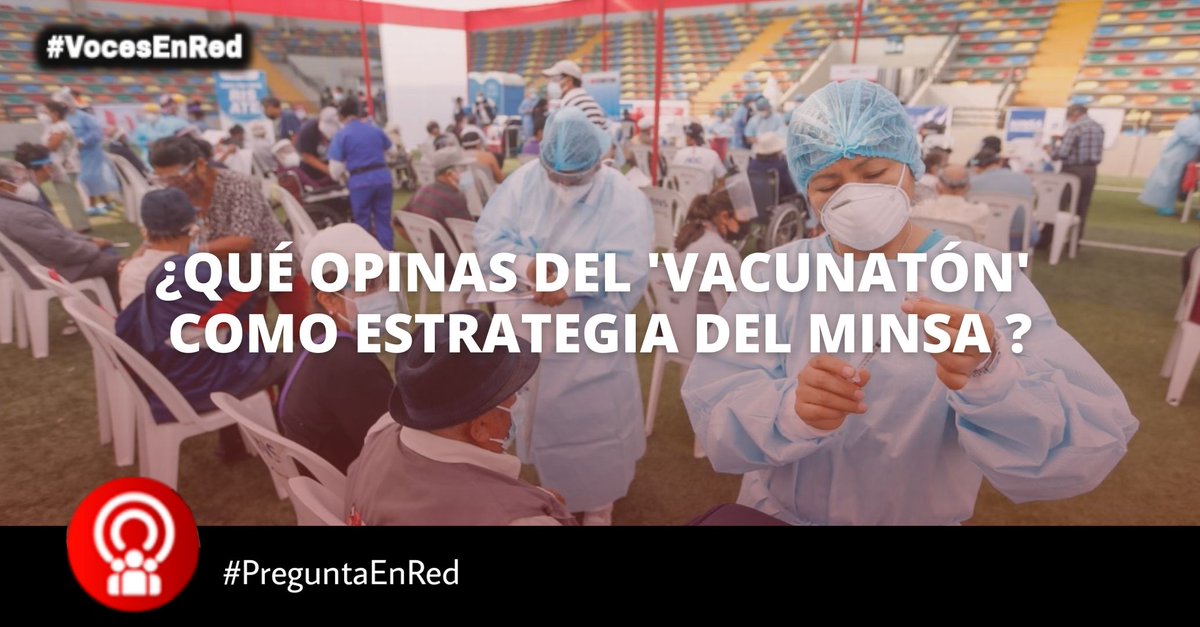VOCESENRED2021's tweet photo. 📌❓ #PreguntaEnRed | ¡Hoy inició el primer #Vacunaton!
Con ello, se aplicará de manera ininterrumpida la vacuna contra la covid-19 en 21 centros en Lima y Callao hasta el día de mañana a las 7pm.
¿Qué opinas de esta estrategia implementada por el @Minsa_Peru? https://t.co/6YyeNt4eir