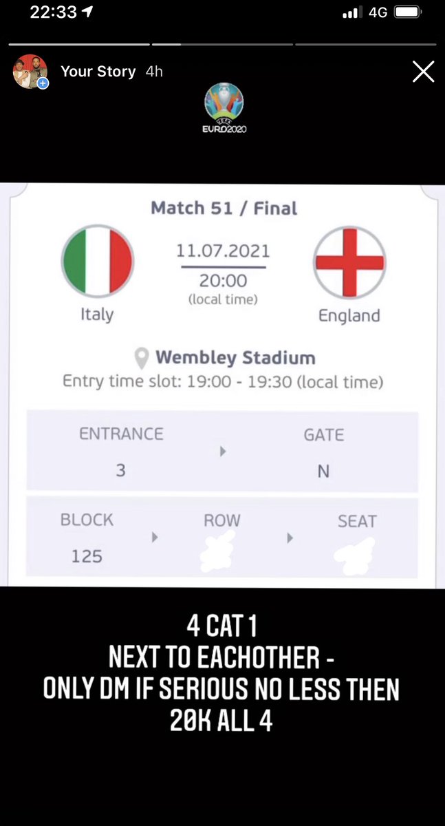 Cat 1 x 4 tickets #euro2020tickets
