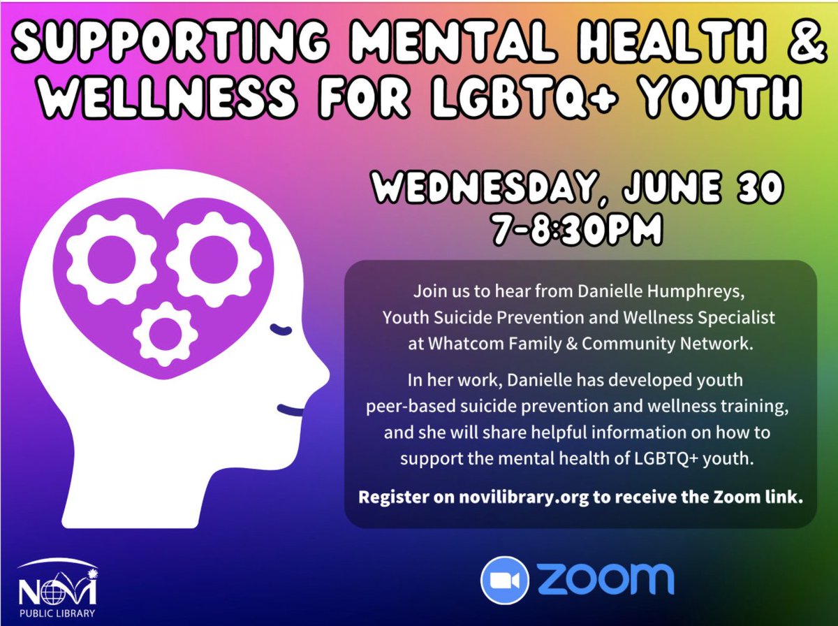 ThingSheNeeded's tweet photo. Too many LGBTQ+ kids struggle with depression, anxiety, etc. Danielle Humphreys's unique perspective at the intersection of LGBTQ+ &amp; BIPOC identities is so relevant to our community, &amp; I can't wait to hear this important talk. Join us!

@NoviAcademics @novi_M_H_A @NoviCounseling https://t.co/mStePmxmYE