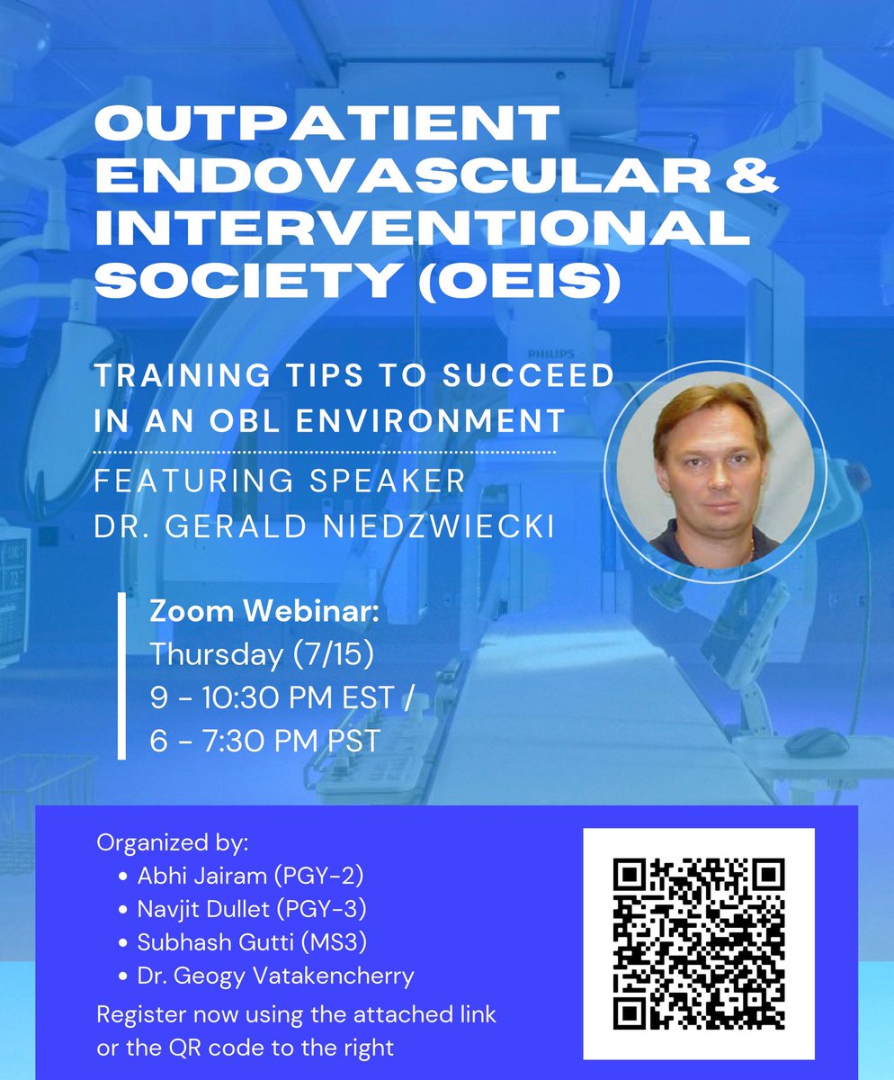 VIR Trainees: Join us for this <a href="/OEISociety/">OEIS Society</a> discussion on what we should know about #irad  OBLs! <a href="/ShawnXMa/">Shawn Ma</a> <a href="/DO_Angio/">Henry Szeto, DO</a> <a href="/navdullet/">Navjit Dullet</a> <a href="/ucsd_ir/">UC San Diego Interventional Radiology</a> <a href="/JohnDoIR/">John Do</a> <a href="/IRdocAndy/">Andy Awwad, MD</a> <a href="/CBoonie_nanoIR/">Christine Boone, MD, PhD</a> <a href="/myliuMD/">Michael Liu</a> <a href="/SIRRFS/">SIR RFS</a> @SmitaPatelMD <a href="/VISLAMDSCAIP/">GVATAKEN</a> <a href="/kkansagra7/">Kartik Kansagra</a> <a href="/ZaeemBillah/">Zaeem Billah</a>