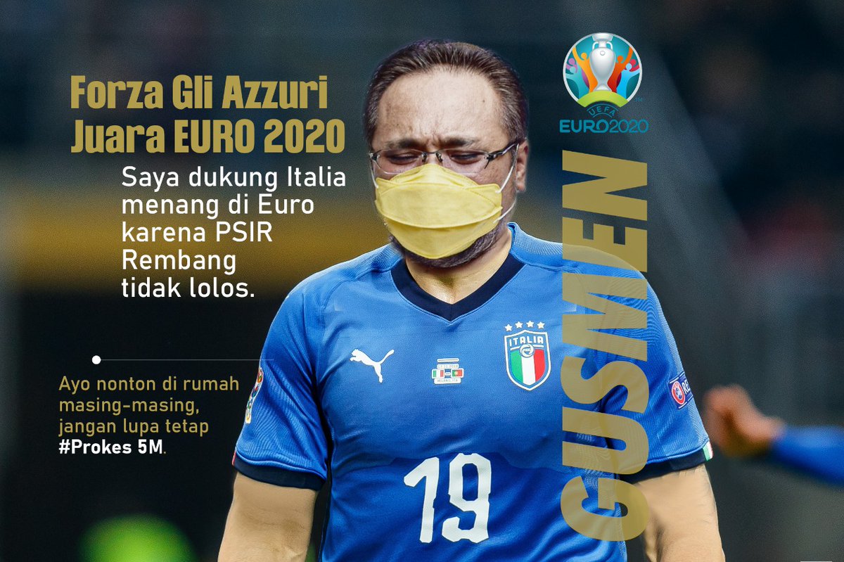 Selamat pagi Sahabat.

Kalian dukung tim apa dan alasannya apa di Euro 2020 musim 2021? Kalo saya sudah jelas nih 

Apapun tim dukungan kalian, jaga persatuan Indonesia yak, dan tetap berdisiplin #Prokes5M