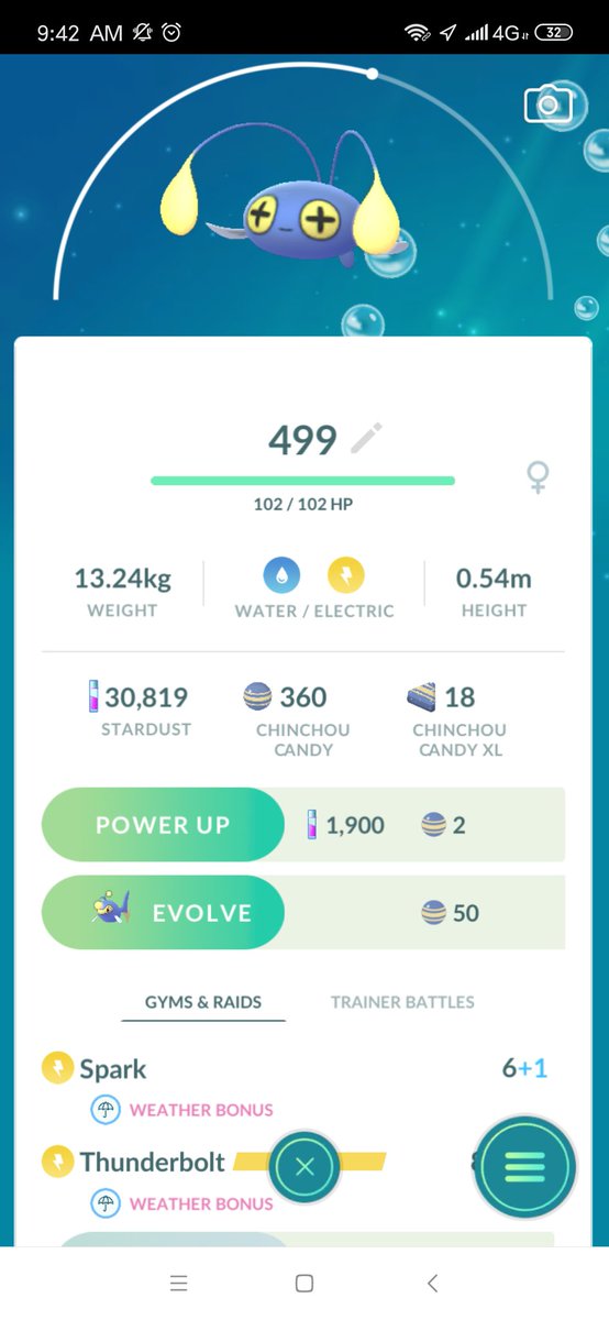 pokeshiny7's tweet image. 7/8 Win... thanks to @ShradyYT  #pokemongo #ElementCup #chinchou no more SD 😅