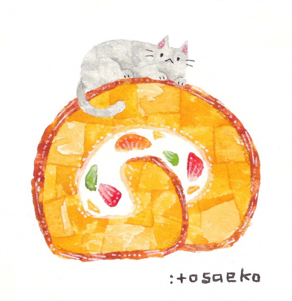 cat no humans white background food simple background traditional media fruit  illustration images