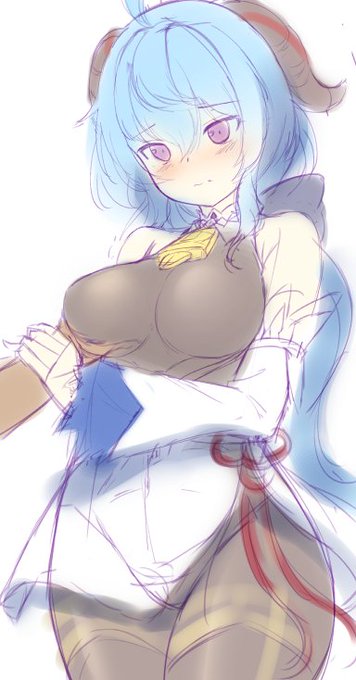 おさわりOK甘雨ちゃんラフをいつの間にか描いていた 