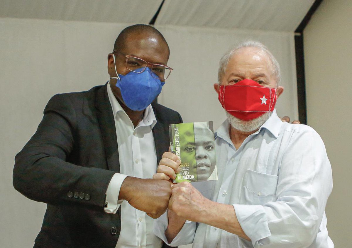 LulaOficial's tweet photo. Com o grande Silvio Almeida (@silviolual). Conversando sobre o Brasil de ontem, de hoje e o país que queremos construir. A questão racial é um elemento determinante se quisermos compreender as estruturas do nosso país e os desafios que precisamos enfrentar. 

��: Cláudio Kbene https://t.co/p9KCVelEUU