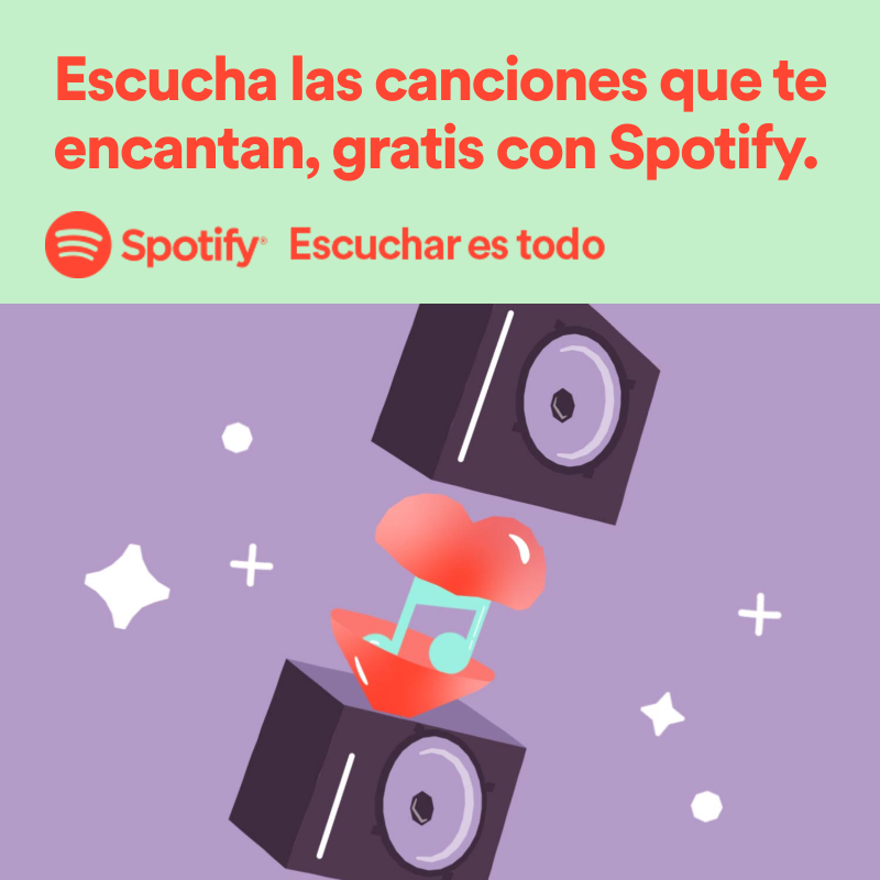 Spotify's tweet photo. Accede a una biblioteca de música en tus dispositivos. Escucha ahora con Spotify, gratis.