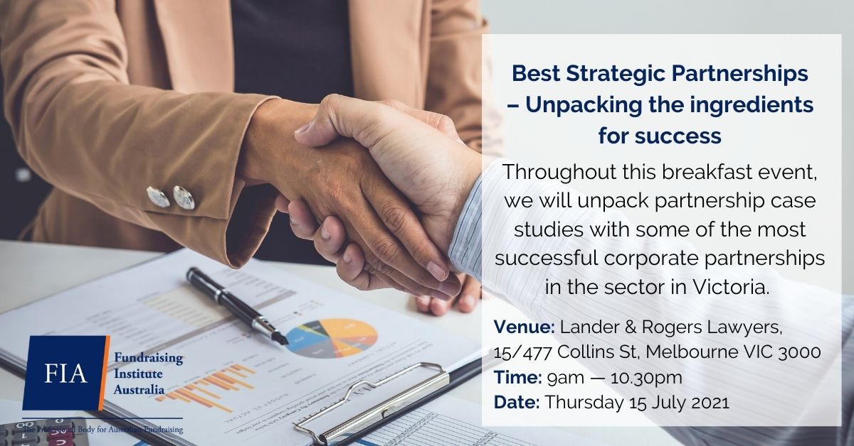 Fia On Twitter Vic Fundraisers Discover The Essential Elements Of The Most Successful Corporate Partnerships At This Breakfast Event Register Now Https T Co 80eze1bzhb Https T Co Qox6iqjv4e