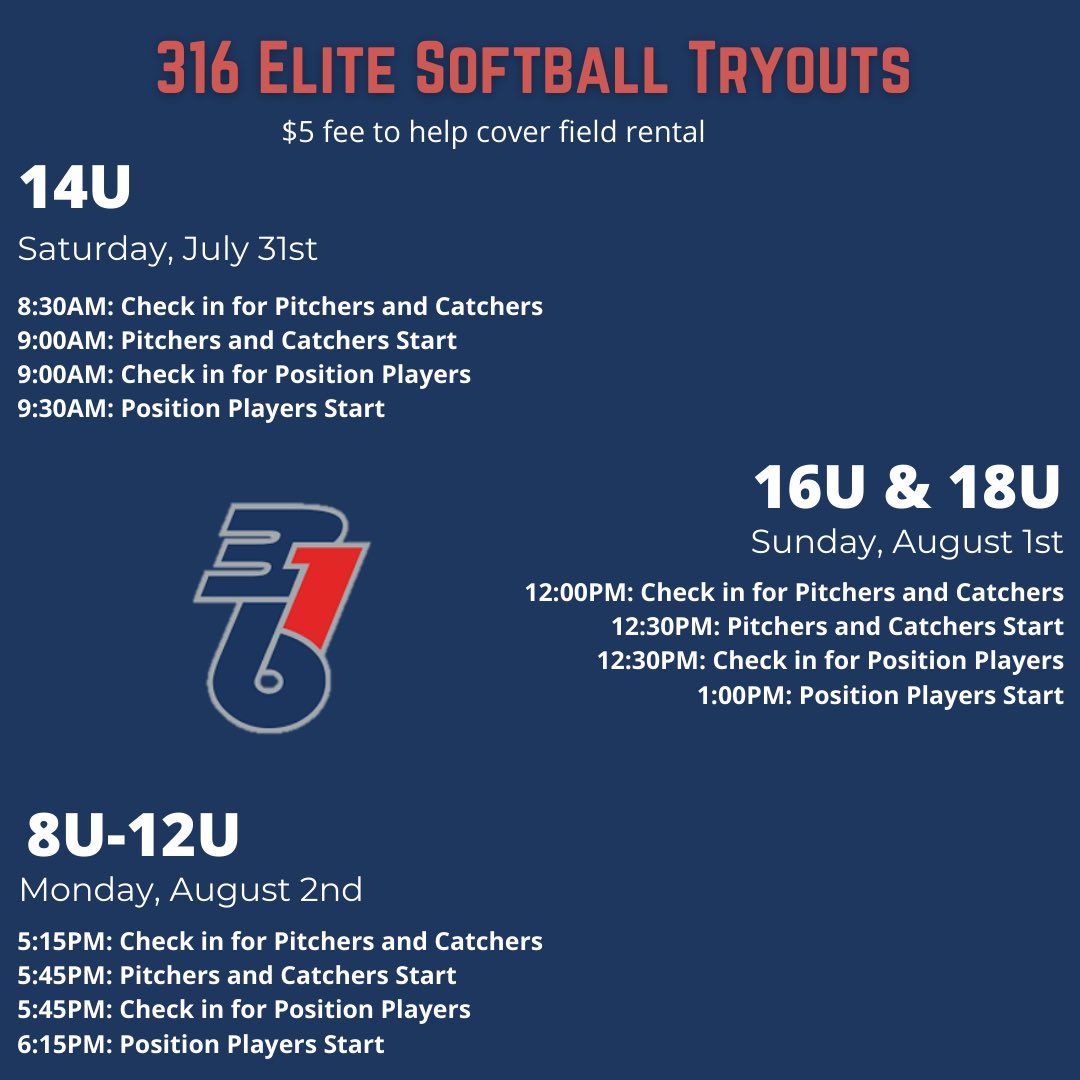 💥316 Elite Softball Tryouts💥

Follow this link to get signed up!

316elitesb.com/tryouts