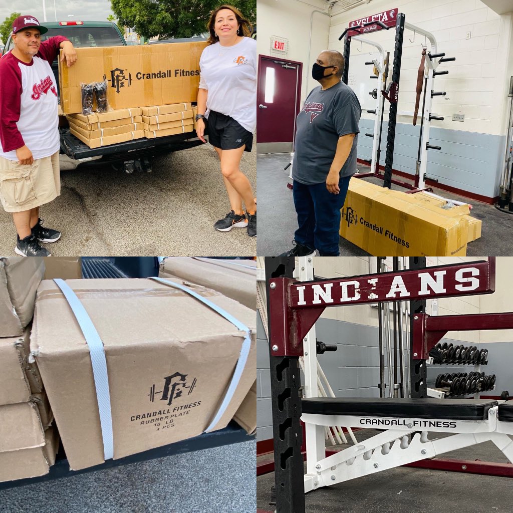 YsletaHSIndians's tweet photo. Some workout equipment for the Ysleta Athletic Department was delivered to them today. It was purchased with some of the profits from the trailer raffle. Thank you to Ysleta Alumn Yadira Barraza Crandall for delivering the equipment in this weather from Las Cruces. #POLV #OAIAAI https://t.co/juKQMcJc38