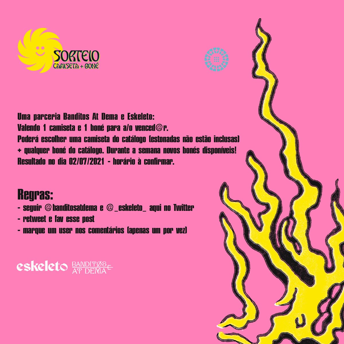 BanditosAtDema's tweet photo. ⚠️ | TA AFIM DE VESTIR SUA BANDA FAVORITA?

O @_eskeleto_ nos convidou para sortear 2 produtos da sua nova loja! Você poderá concorrer a 1 boné e uma camiseta de sua escolha (com exceção das estonadas)!

Leia as regras e saiba como participar!
E boa sorte! Resultado sai sexta! 🐉 https://t.co/6ZsMaTABMw
