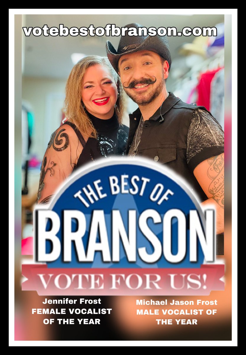 frosts_the's tweet photo. The Best Of Branson Nominees for 2021 were announced today. Jennifer Gilbert Frost is nominated in “Female Vocalist of the Year” and Michael Jason Frost is nominated in “Male Vocalist of the Year.” VOTE daily through September 8th at https://t.co/ViUpjNmiRY @BestofBransonMo https://t.co/xD5CkwUGL8