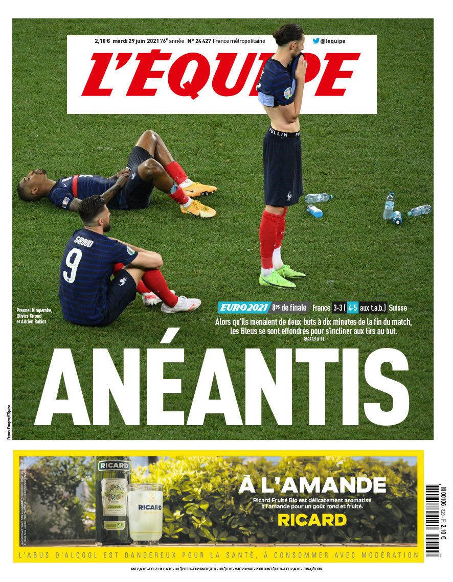 ActuFoot_'s tweet photo. « ANÉANTIS » 

La Une de L’Équipe demain. https://t.co/BKPUQwFiuX
