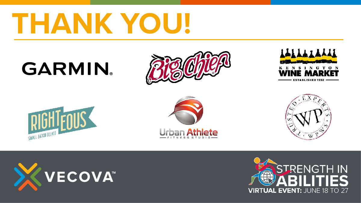 Vecova's tweet photo. Thank you to our sponsors and donors for supporting Vecova’s 2021 #StrengthInAbilities virtual event: @BigChiefBeef, @Garmin, @KensingtonWM, Righteous Gelato, Urban Athlete Fitness Studio and @willowparkwines!
We couldn’t have done it without you!
#yyc #calgary #alberta https://t.co/xYugVkmUad
