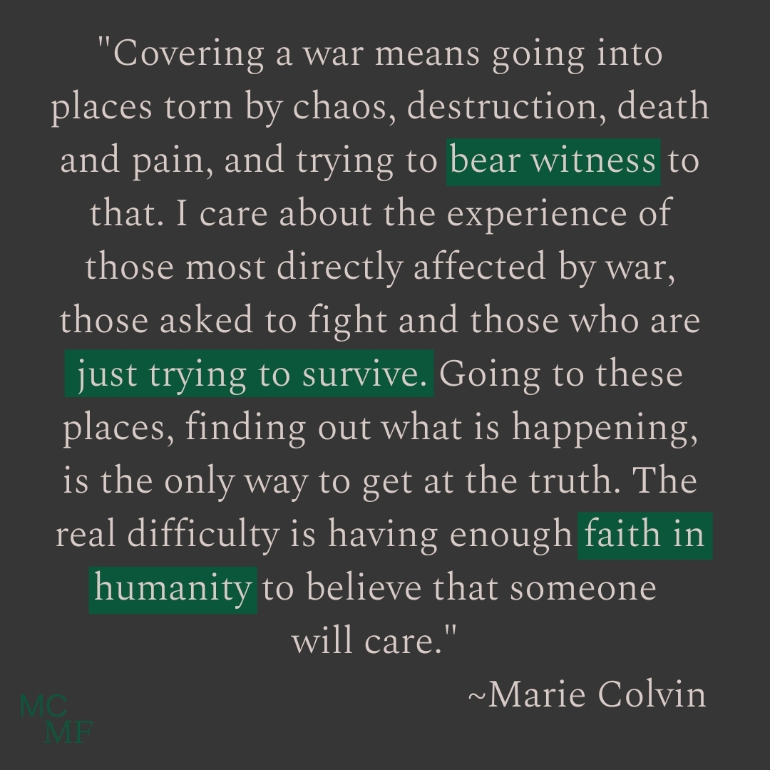 These words ring true almost twenty years later as we face prolonged war and displacement across the globe. Each of us has a role to play not only in bearing witness to these events but taking affirmative action to stop this suffering. Join the MCMF to make a positive difference