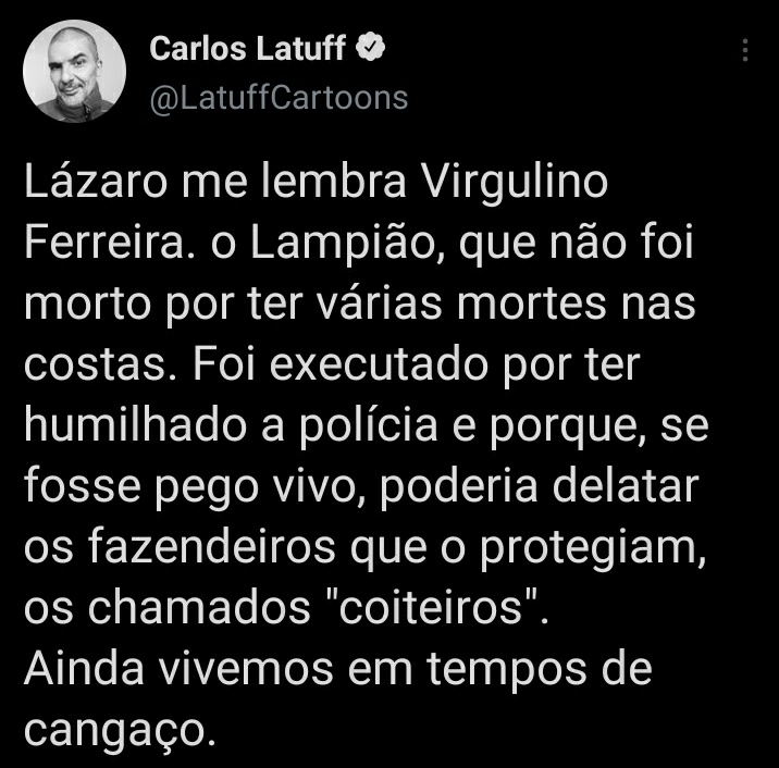 franciscorazzo's tweet photo. Do jeito que a esquerda fofa-paz-e-amor-fogo-nos-fascistas fala desse Lázaro, logo o Wagner Moura faz um filme contando a excepcional história desse lutador pela liberdade. https://t.co/ASyhjIkJfn