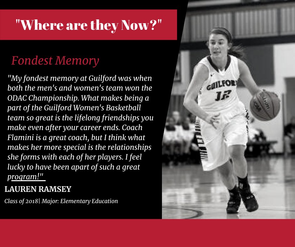 Guilford Women’s Basketball:
“Where Are They Now?”
Lauren Ramsey ‘18