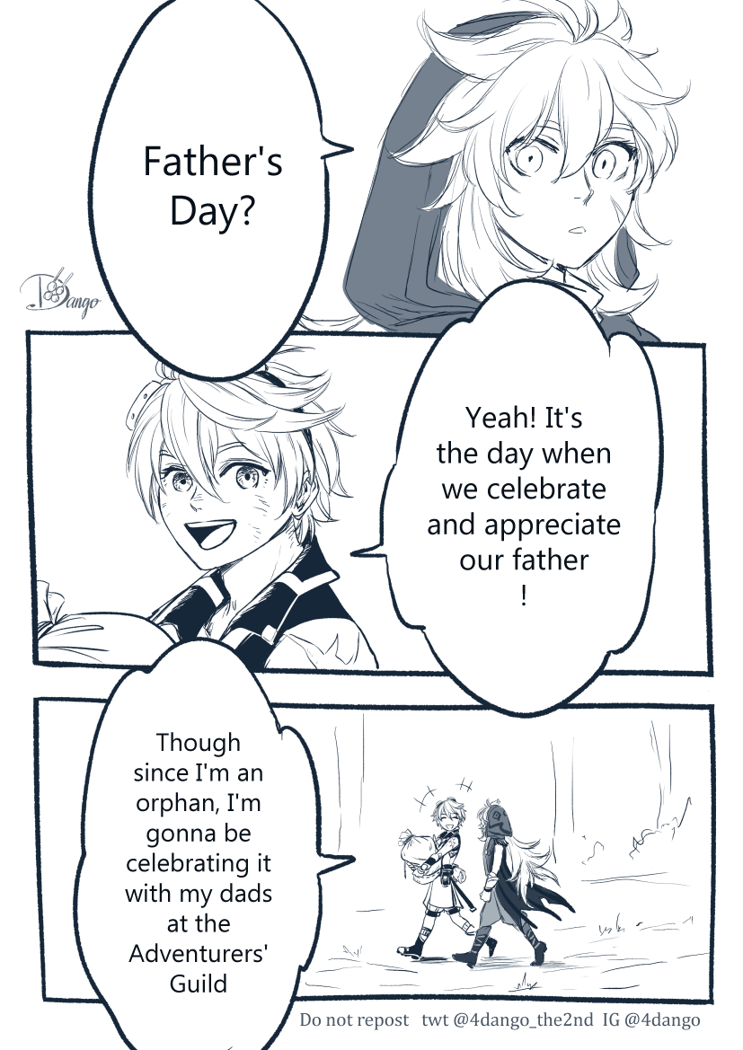 Father's Day 2021 [1/4]

I had a headcanon brainrot during Father's Day, so I'm extremely late with this comic bec I was busy with work and zines.

Bennett is best boy

#GenshinImpact #原神 
