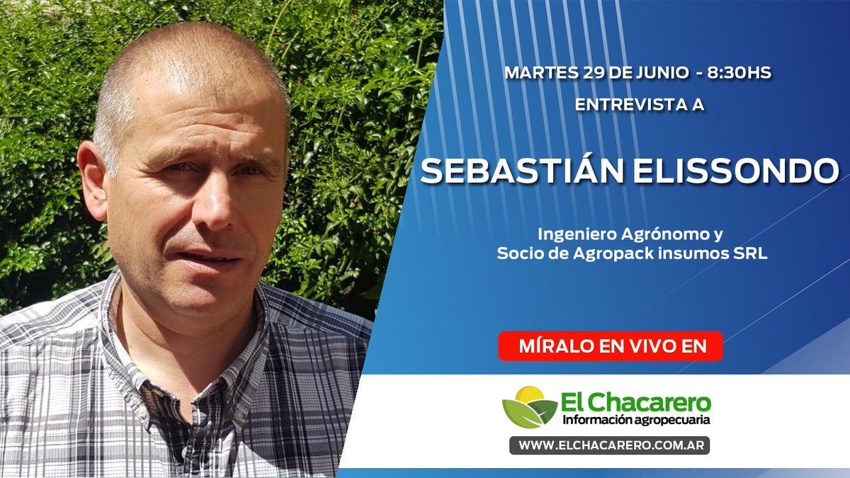 Agropack's tweet photo. Te invitamos mañana 8.30hs a la entrevista en vivo a @sebaelissondo quien nos hablará sobre la situación actual del mercado de insumos agropecuarios 🌽🌱🌻

Link para conectarse: https://t.co/McGuuautGY https://t.co/GppMNuCv9G