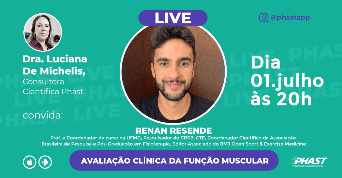 PhastApp's tweet photo. Nesta quinta-feira tem mais uma daquelas #PhastLives imperdíveis no perfil do Instagram @phastapp!
Te vemos lá!
#phast #phastapp #physiotherapy #fisioterapia #fisioterapiaesportiva #avaliacao #muscular #funcaomuscular #live https://t.co/vfNeoP3Z9N